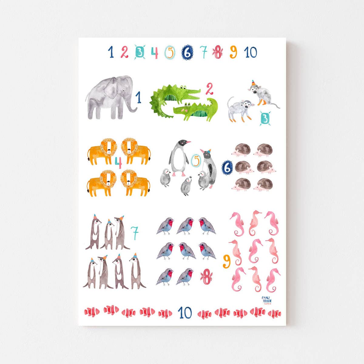 Zahlen (Tiere) - Print A3