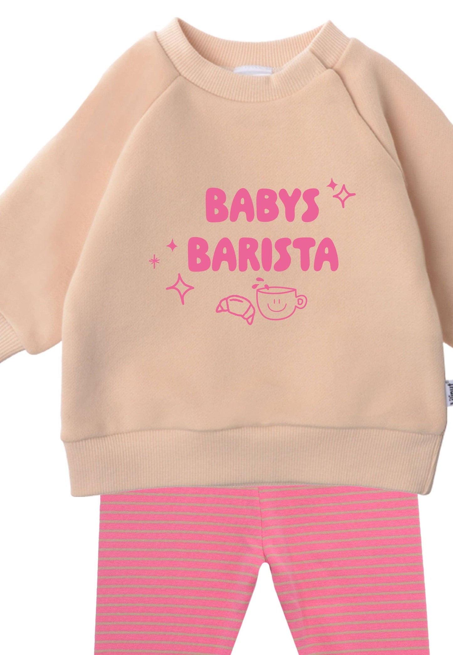 2tlg. Set mit Sweatshirt "Babys Barista" und Leggings