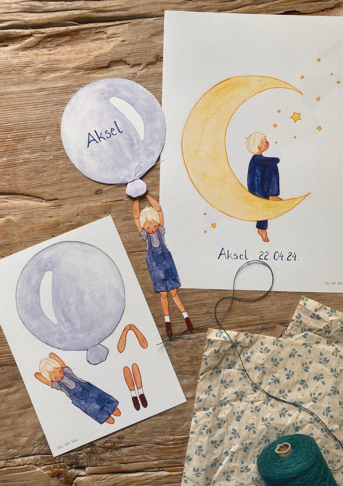 Mobile - blauer Ballon mit Junge