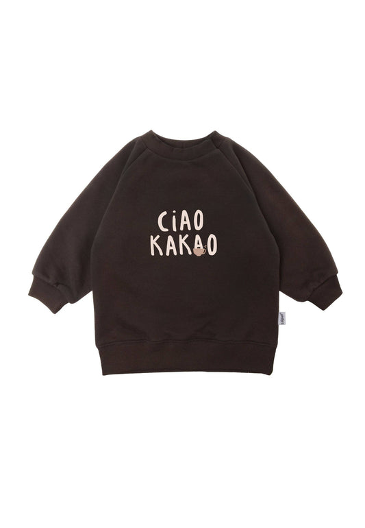 Sweatshirt in braun mit Print "Ciao Kakao"