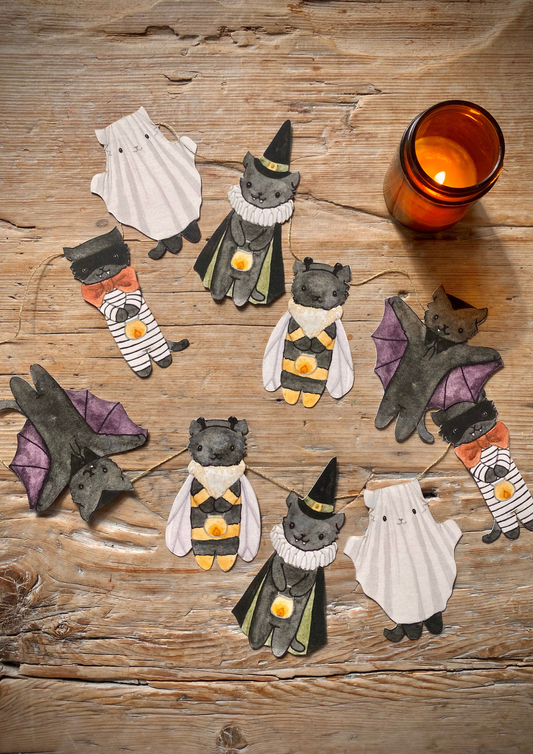 Halloween Katzen zum Ausschneiden