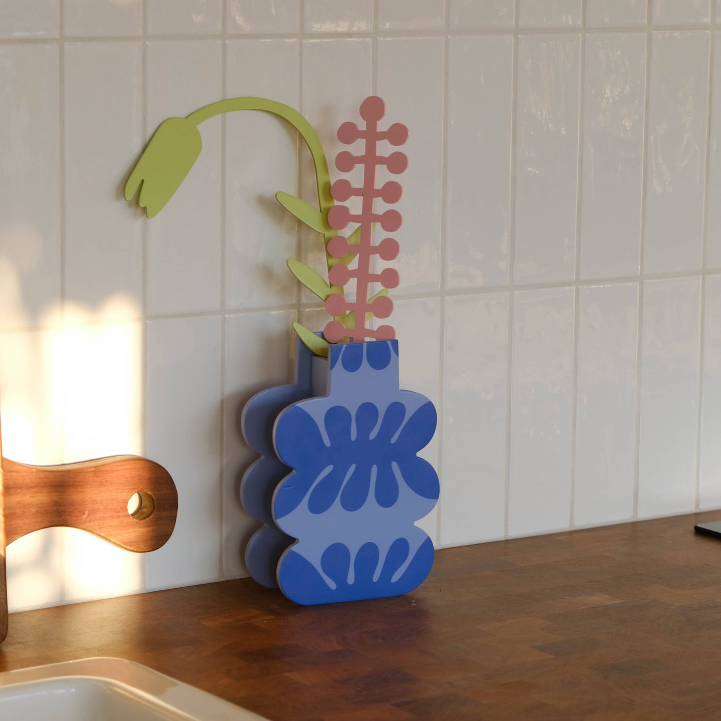 Holzvase Blaue Wolken