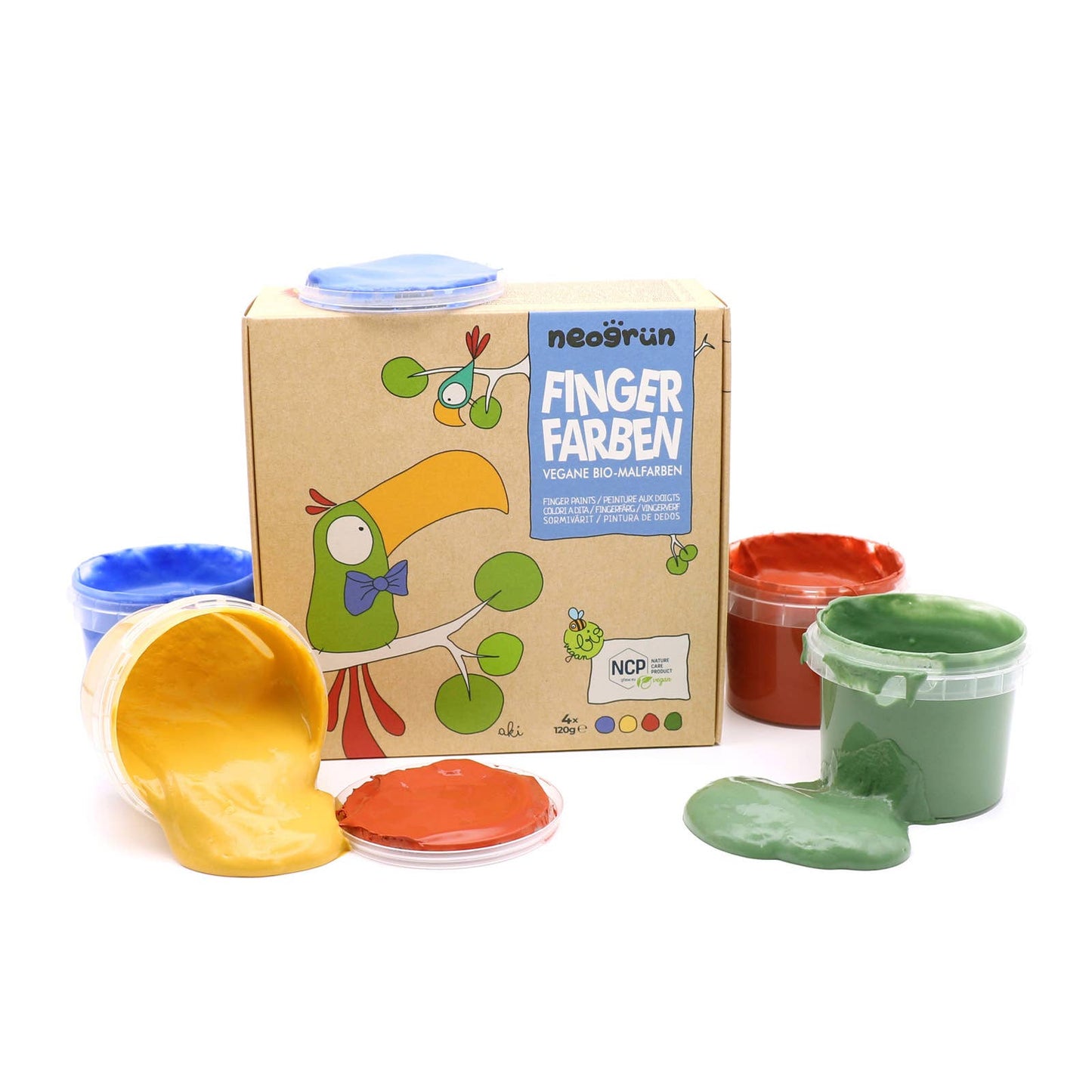 Bio-Fingerfarben vegan 4er Set "Aki"