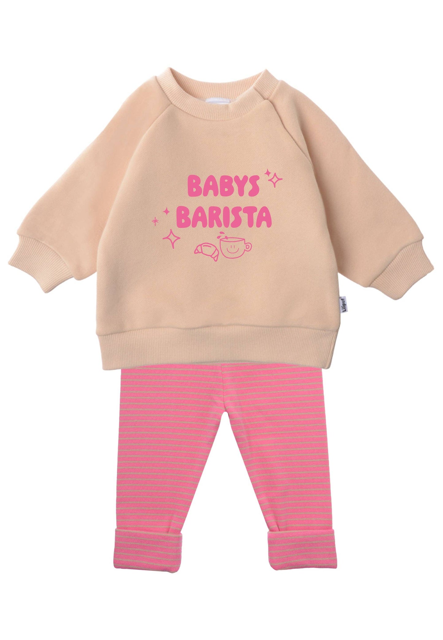 2tlg. Set mit Sweatshirt "Babys Barista" und Leggings