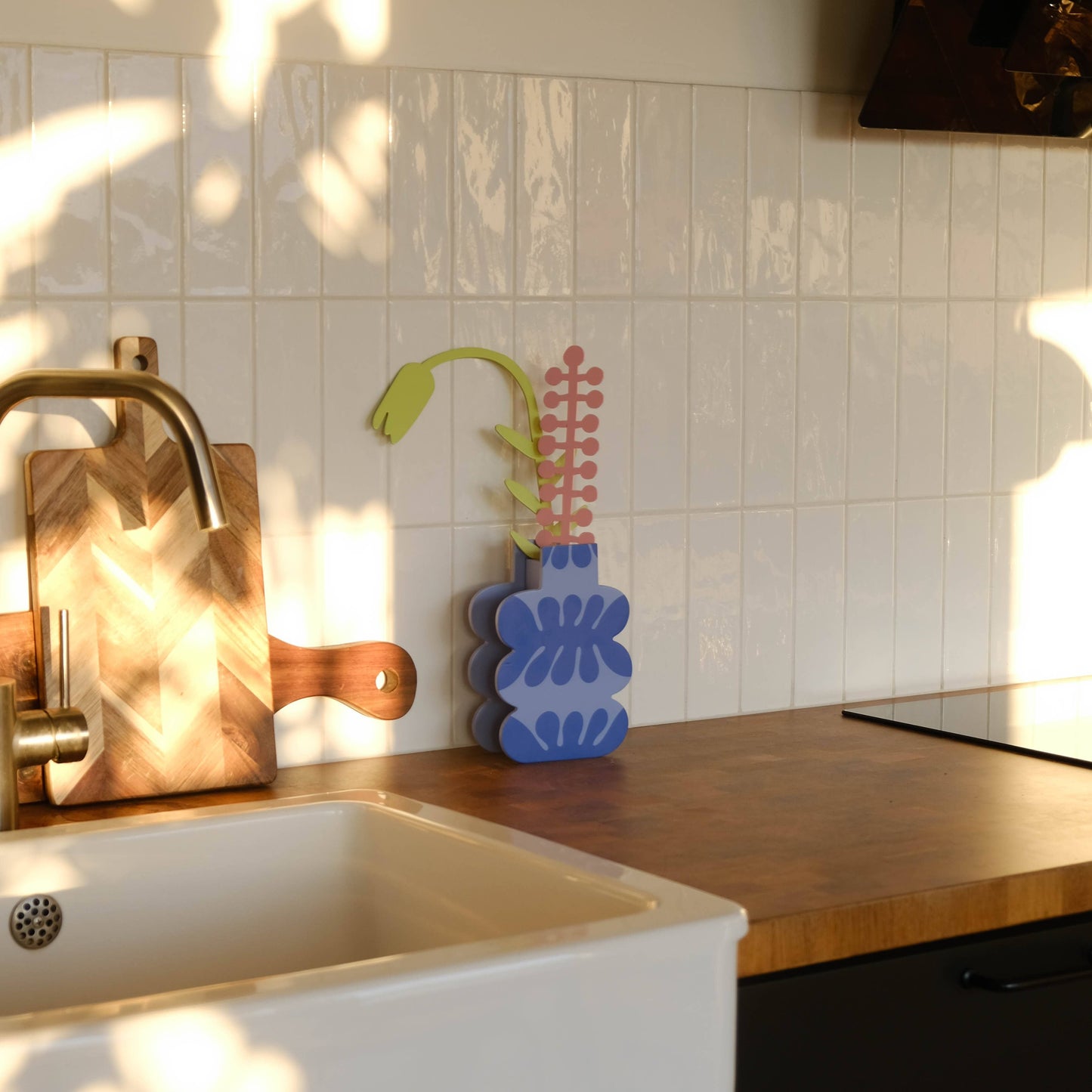 Holzvase Blaue Wolken