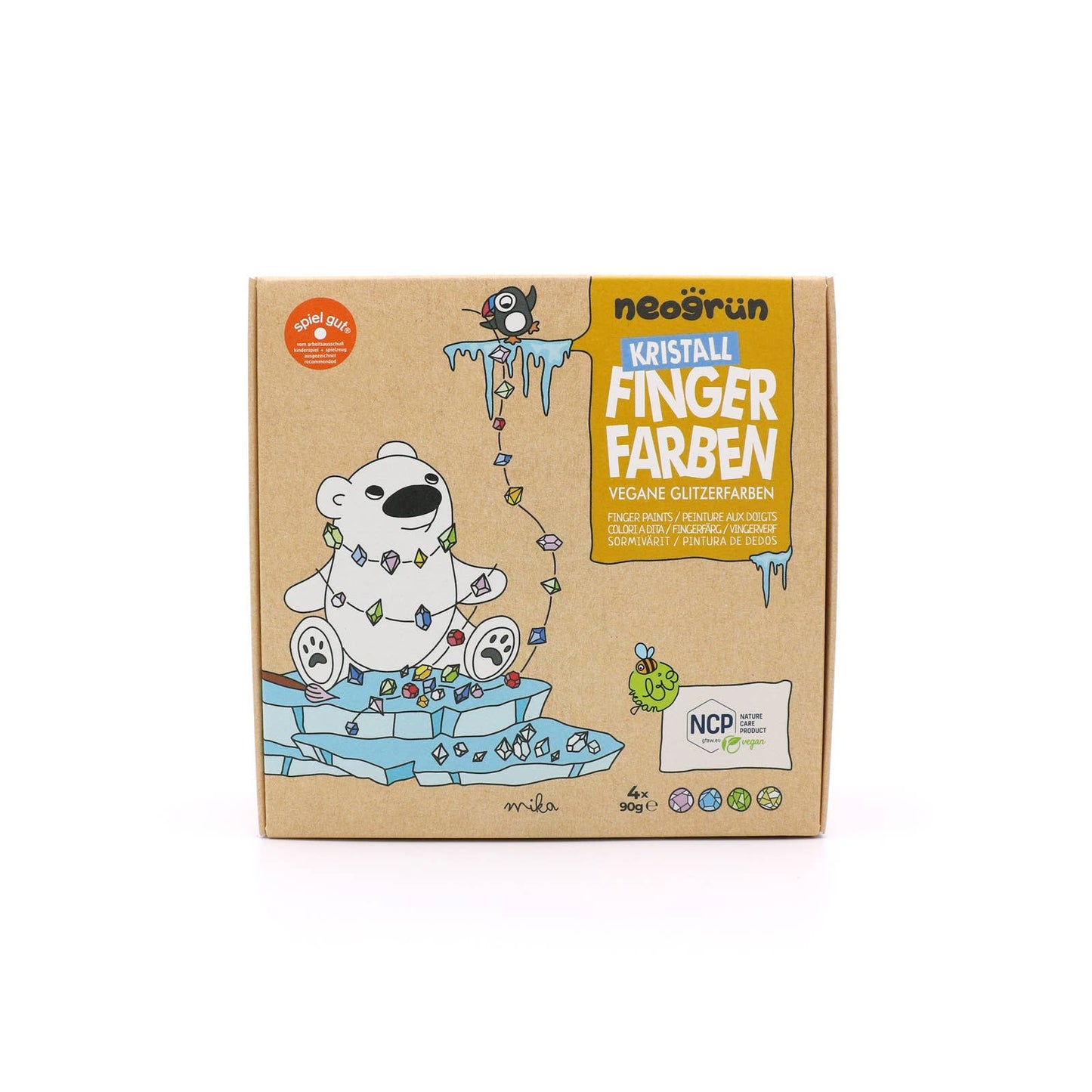 Kristall-Fingerfarben 4er Set "Mika" - Bio-Funkelfarben