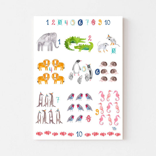 Zahlen (Tiere) - Print A3